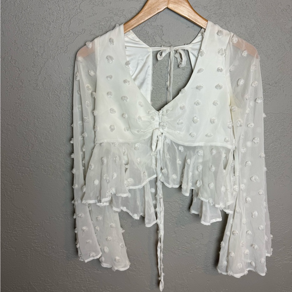 Lovers + Friends Sheer White Top